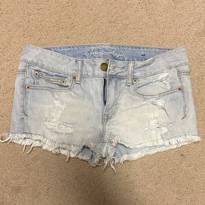 American Eagle Outfitters Light Wash Distressed Denim Cutoff Shorts